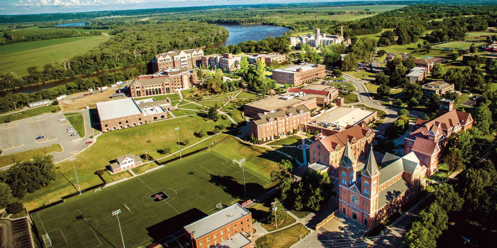 Aerial photo of the Benedictine College campus